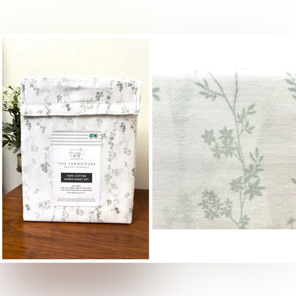 THE FARMHOUSE RACHEL ASHWELL 100 COTTON QUEEN SHEET SET WILDFLOWERS SHABBY CHIC